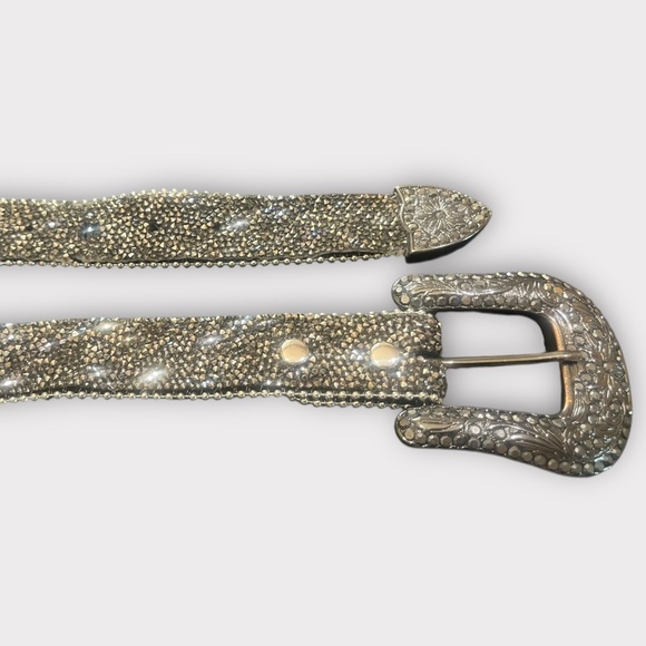 Ariat Accessories - Black and Silver Beaded Rhinestone Leather Belt
